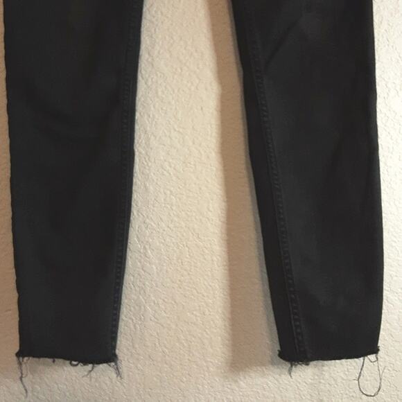 Free People Black Stella Exposed Button Fly Raw Hem Mid Rise Denim Jeans 27 - Picture 5 of 12